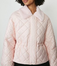 Coast Diamond Quilted Coat With Fur Trim Size X-large Bnwt