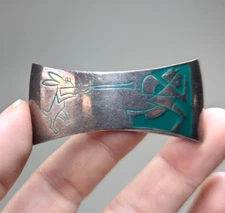 Vintage BSF German Rabbit Shotgun Mailman Enamel MCM Napkin Ring Silverplate