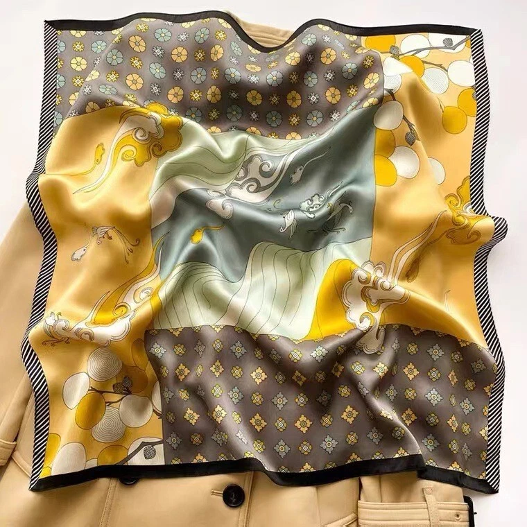100% Silk Women Vintage Japanese Style Kerchief Square Bandana Wrap 27'' Scarf