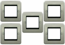 5 x Deta 1970SCB Euromodule Plates 1 Gang 2 Module Satin Chrome / Black Insert