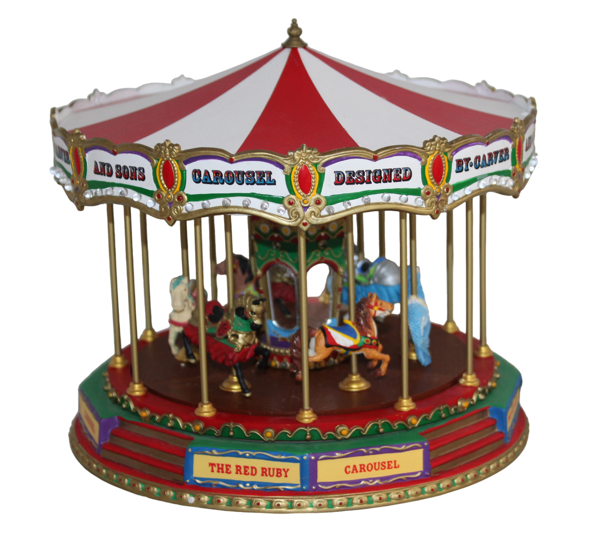 【廃盤】Merry goround REDDISH COLLECTORS … Mr. Christmas Merry Go Round Carousel Red Gold Green Top