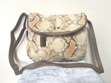 Maurizio Taiuti Snake Print Leather Fold Over Cross Body Bag Italy, Nwt