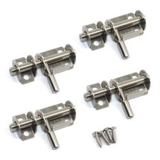 Stainless Steel Door Latch Bolt Slide Lock 4PCS Pack Screws Included