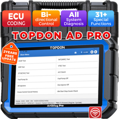 2025 TOPDON AD PRO V2.0 PRO Bidirectional Car Diagnostic Scanner Key Coding