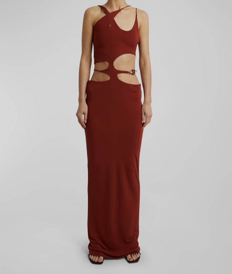 brown jersey maxi dress XXL main image 1