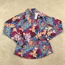 Tommy Bahama Golf  Tennis Womens Small 1/4 Zip Pullover Floral New Textured