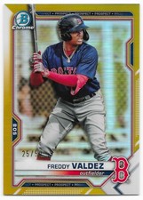 2021 Bowman Chrome Freddy Valdez 25/50 Gold Refractor #BDC-96 Red Sox