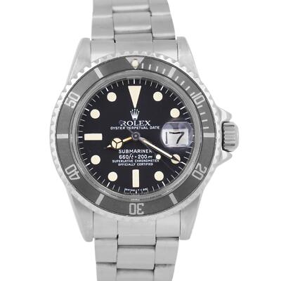 VINTAGE PAPERS Rolex Submariner Date 40mm Patina Stainless Steel Watch 1680  BOX