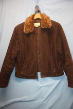 Womens Coat Brown Lei Size L Corduroy Polyester Lining Full Zip