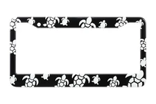 Adorable Turtle Print Aluminum Black License Plate Frame