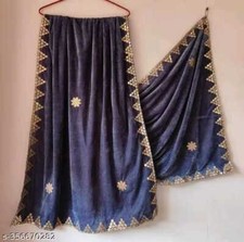 Partyware Heavy Embroidered Velvet Indian Pakistani Bridal Dupatta Chunni Scarf