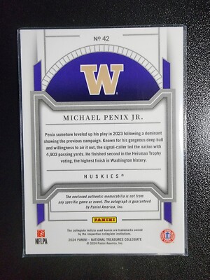 MICHAEL PENIX JR 2024 Panini National Treasure Collegiate Rookie