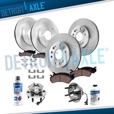 4WD Front Rear Brake Rotors Pads Wheel Hub Bearing Kit for Silverado Sierra 1500
