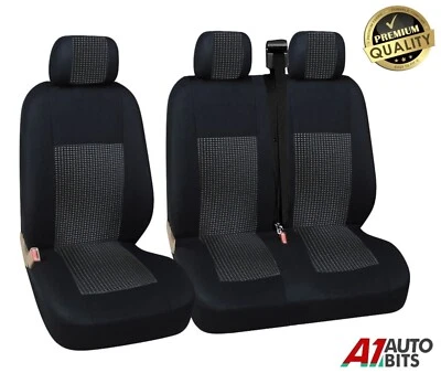 Noir Utilitaire Bus Camion Premium Tissu Siège Housses Protection Universel Easy - Photo 1/4