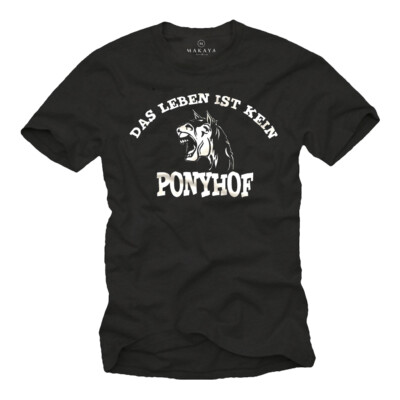 Funny fun T-shirts print LIFE IS NOT A PONY FARM saying black men's