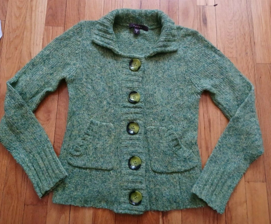 fever green button down sweater, small - image 1