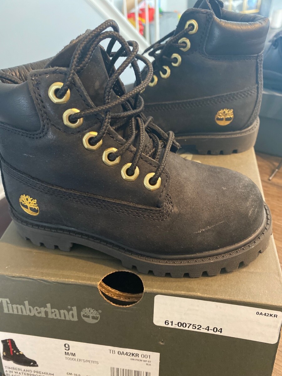 Timberland Black Leather/Suede Boots Primaloft Toddler Sz