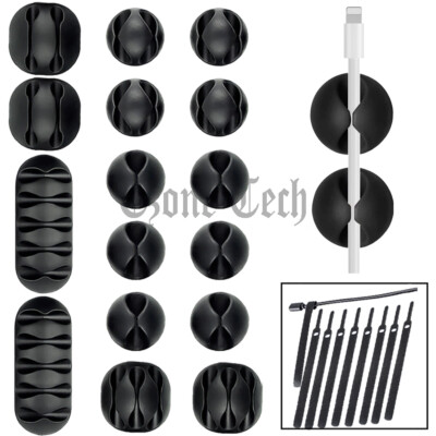 26PCS Cable Clips Cord Management Wire Tie Holder Organizer Clamps Self-Adhesive