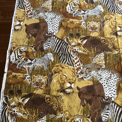 House ‘N Home Fabric Animals Zebra Lion Bear Giraffe Safari Animals 45x28” - Picture 2 of 5