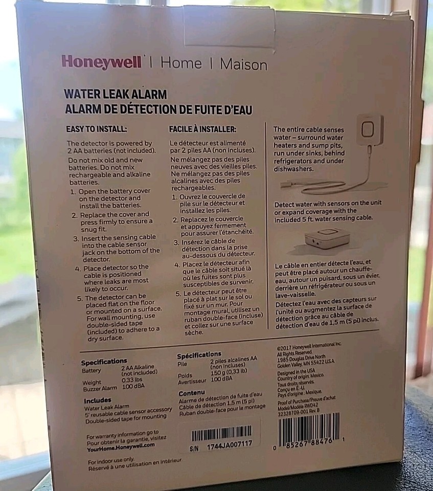 Honeywell Resideo RWD42 Water Leak Detector Alarm With Sensing Cable eBay