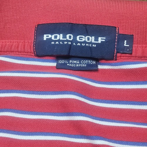 Ralph Lauren Polo Golf Large Mens Short Sleeve Red White Blue Stripe - Picture 2 of 12