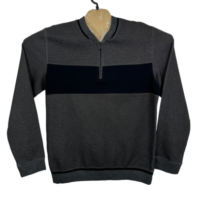 Alfani Sweatshirt Herren Medium Grau Baseball Ottoman Stretch Pullover 1/4 Re...