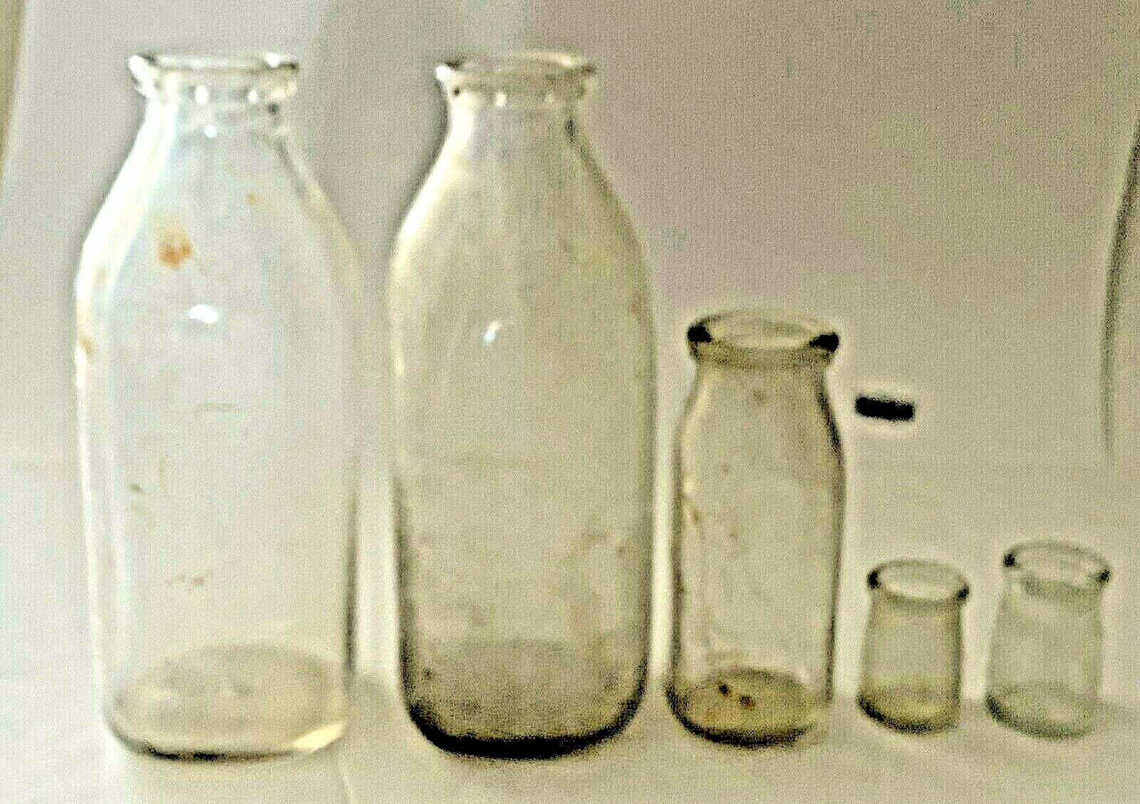 ANTIQUE SET OF 5 GLASS MILK BOTTLES eBay