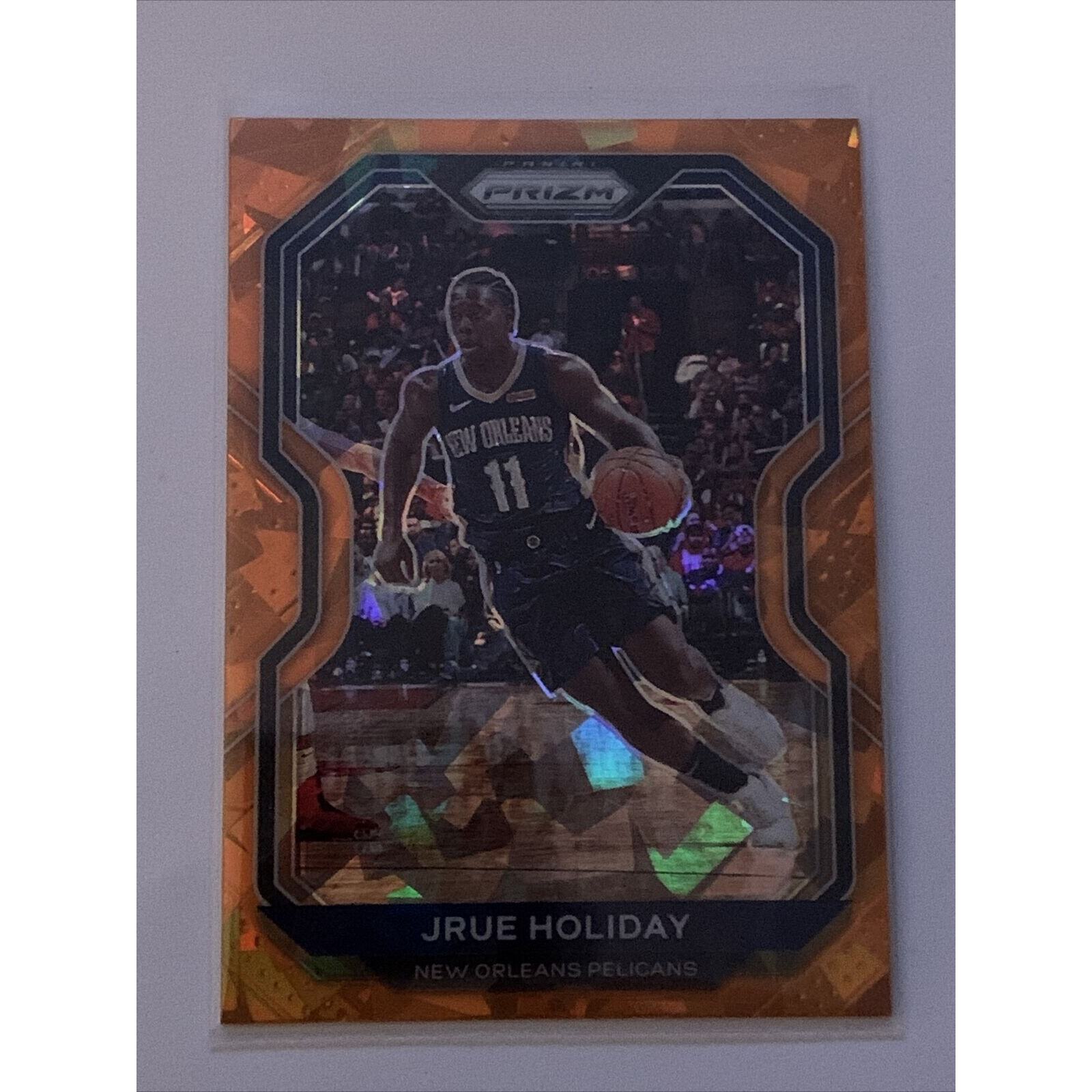 Jrue Holiday 2020-21 Panini Prizm Orange Cracked Ice Milwaukee Bucks