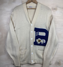 Vintage 1948 Letterman Fencing Sweater University Of Buffalo New York Distressed