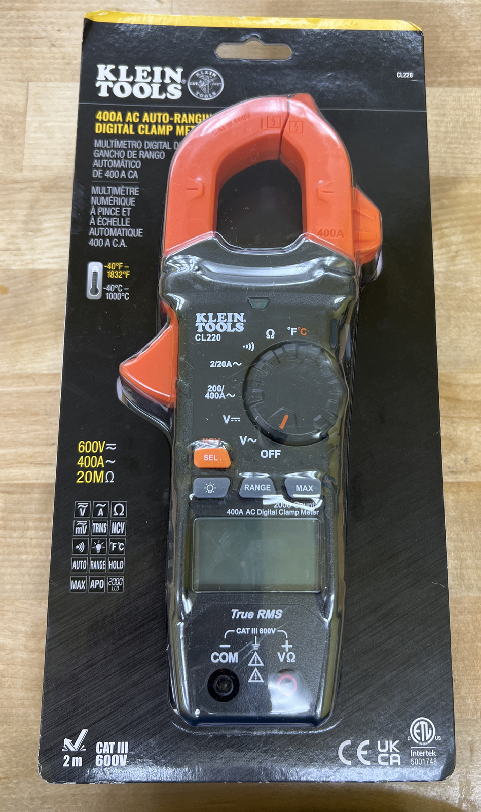 Klein Tools CL220 400 AC Auto Ranging Digital Clamp Meter 92644692857