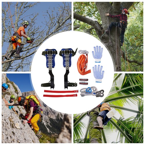 2 Gears Tree Climbing Spike Set Heavy Duty 150KG with Safety Belt & Rope USA