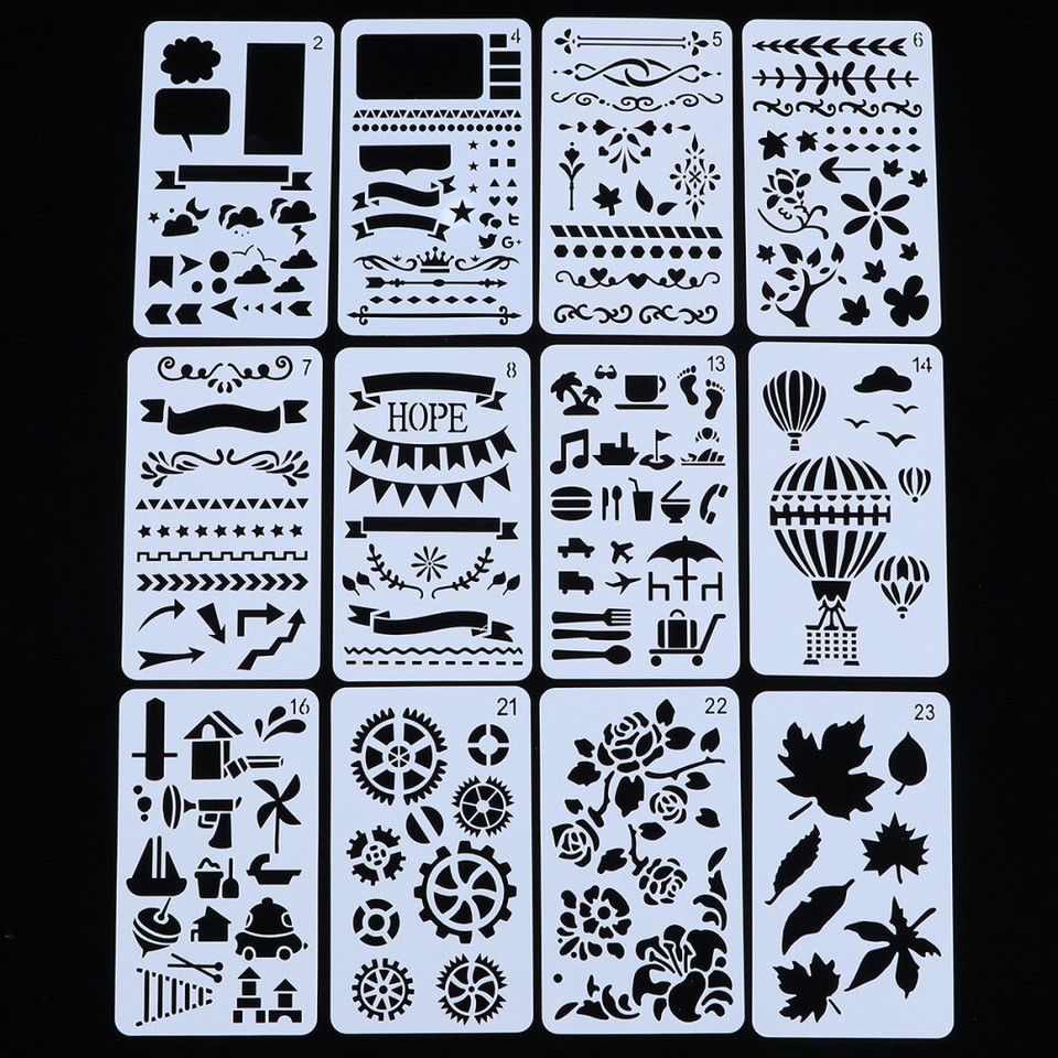 12 Pcs Templates Painting Drawing Stencils for Adults Flower Art