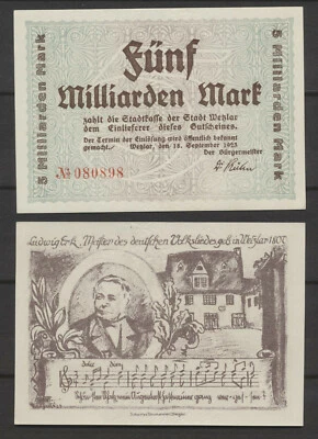 Wetzlar 5 Milliarden Mark 1923 Notgeld LUDWIG ERK Musiker & Komponist (1067 - Bild 1 von 3