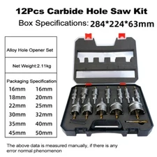 Tip Hole Saw Bits 16-50mm Hole Saw Cutter Set Carbide Hole Saw Kit Punching Tool