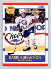 1990-91 Score American #410 Darrin Shannon  RC Rookie Buffalo Sabres 