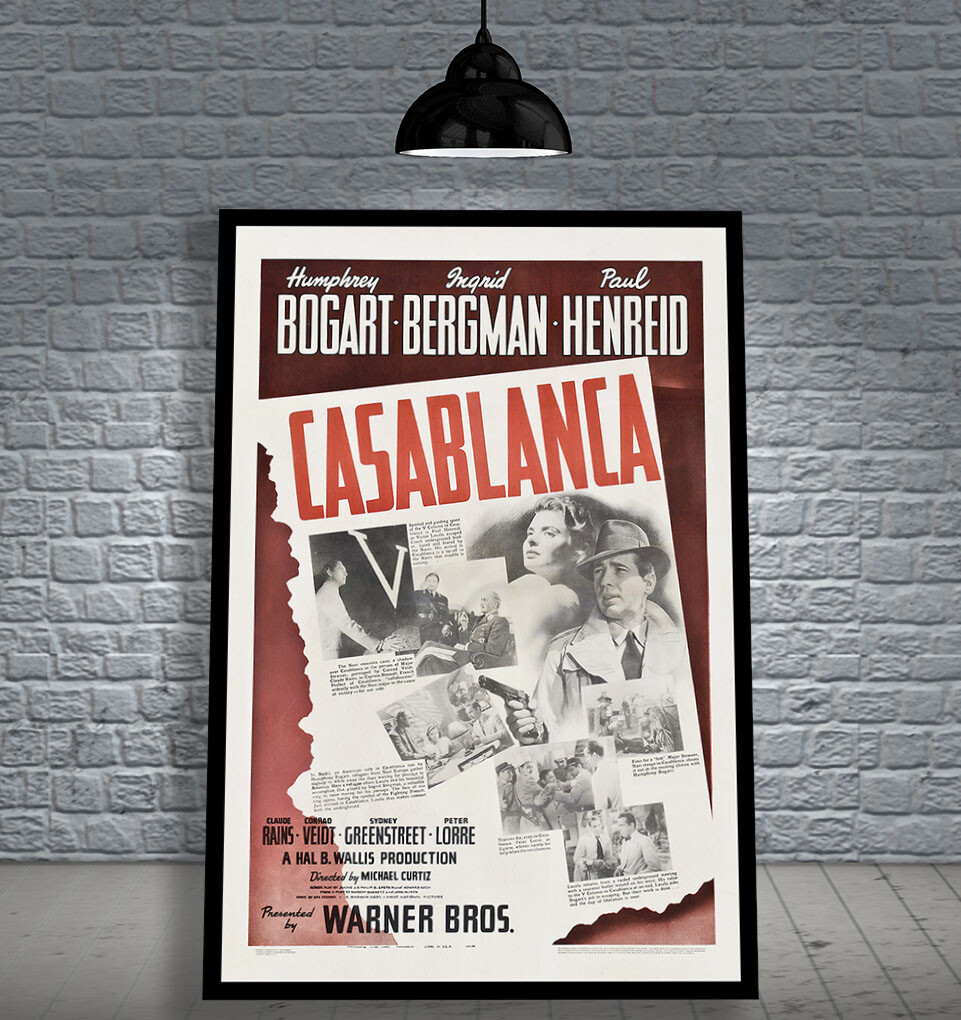 CASABLANCA 1942 HUMPHREY BOGART FRAMED MOVIE POSTER PRINT CINEMA A1 & 60CMX40CM