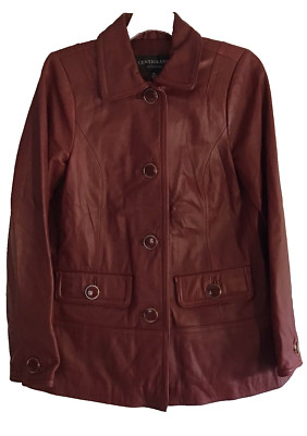 Centigrade Vintage Brick Dark Red Women s Size XS Leather Jacket Coat
