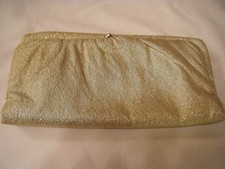 Vintage METALLIC Gold Fold Over CLUTCH HAND BAG / Purse Evening Clasp