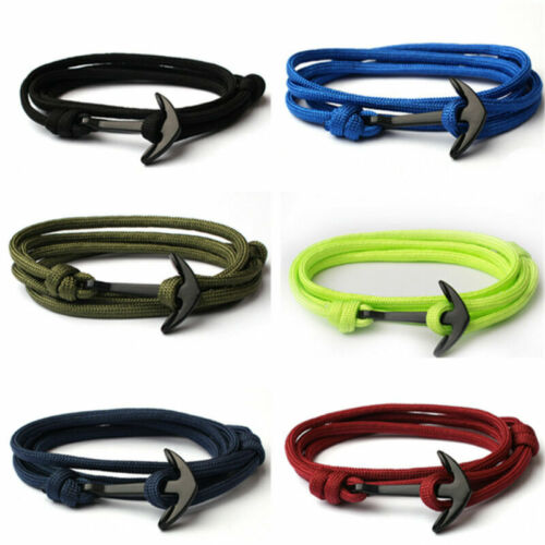 Mens Womens Multilayer Nylon Anchor Handmade Rope Wristband Bracelets Jewellery - Picture 1 of 34