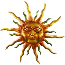 VESTCDF 30" Outdoor Metal Wall Art, Large Metal Wall Decor Sun Face Art Decor...