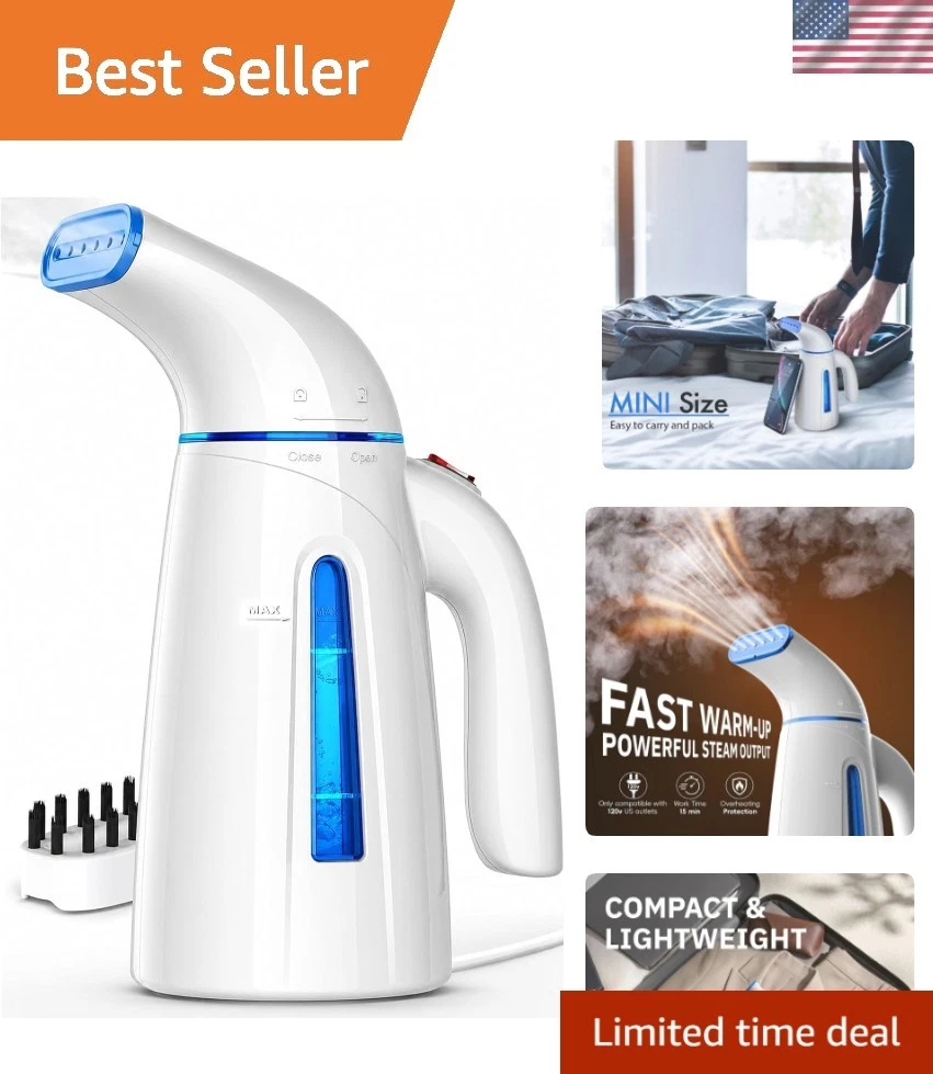 Blue Portable Clothing Steamer 700W with Long Cord - Ideal for Travel & Home