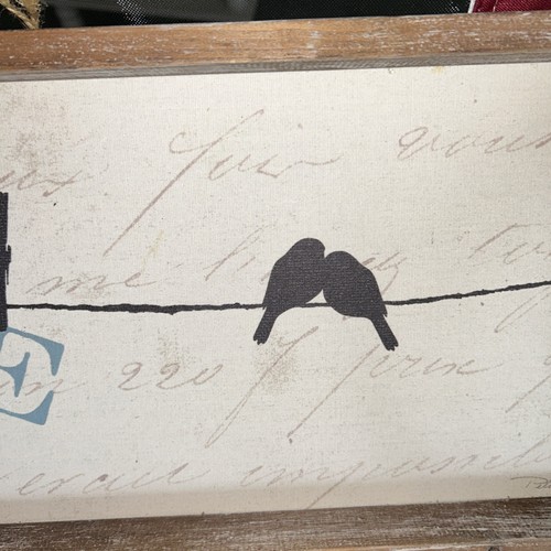 Framed " Birds On A Wire Home" By Alain Pelletier Blue Sign Dec... - Picture 5 of 7