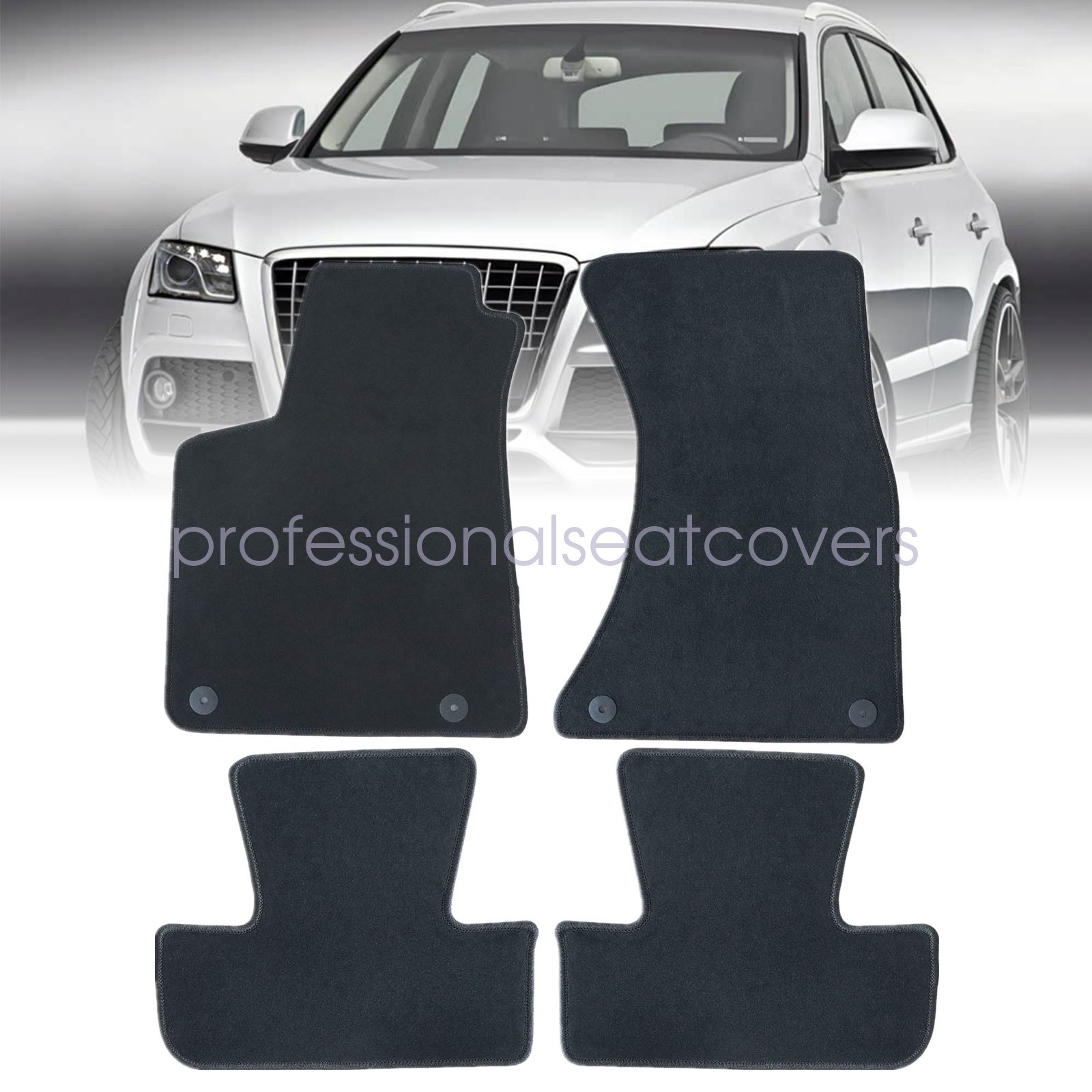 Front & Rear Floor Mats Carpet Waterproof Black Velour For 2009-2017 Audi Q5