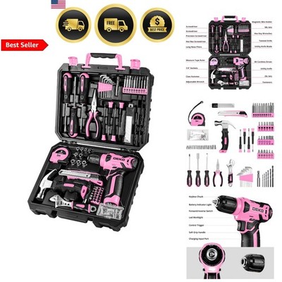 Pink Cordless Drill Set with Bits and Tools Home DIY Kit for Women