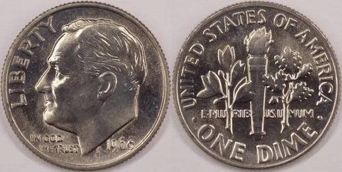 1966-P Roosevelt Dime — photo from the most recent tracked eBay sale
