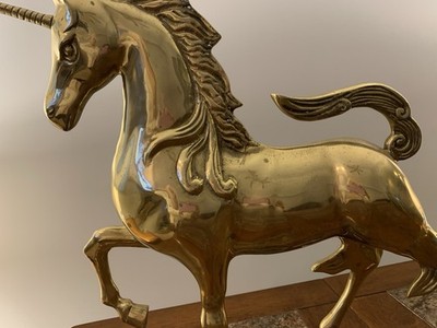 Rare Brass Unicorn Figurine Statue Fantasy Unicorn Sculpture Figurine 18 in tall