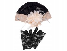 Kit Charleston retrò anni 20 guanti flapper fascia donna accessorio abito fantasia