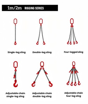 Kettengehänge Anschlagkette Krankette 8mm 1-2-4-Strang 1M 2M Tragkraft 2-3-5T DE