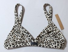 Skims Women's Signature Swim Fixed Triangle Bikini Top DH3 Leopard Large NWT