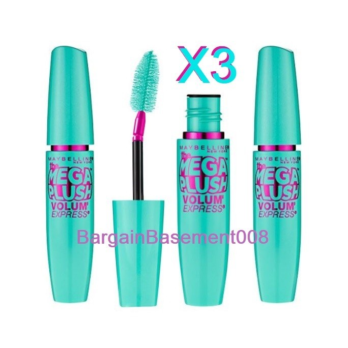 3 X Maybelline The Mega Fluffy Volume Express Mascara Very Black Sealed